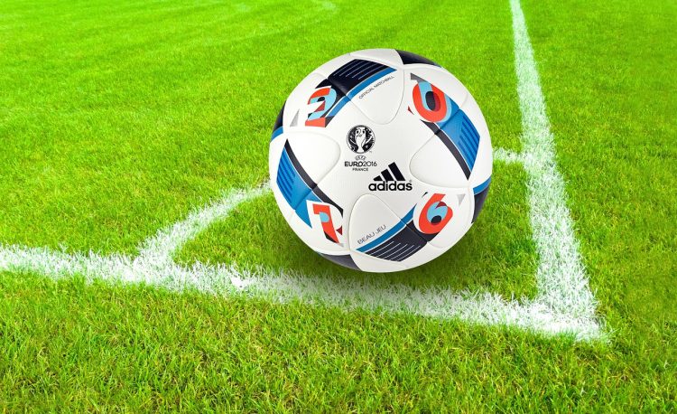 football, ball, sport, nature, grass, field, soccer field, football field, soccer, soccer ball, ball sport, ball game, play, playing field, corner, eckpunkt, adidas