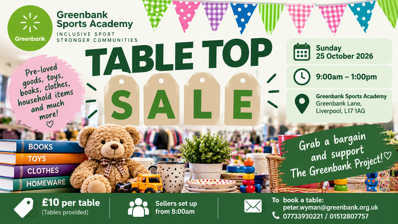 Greenbank Charity Indoor Table Top Sale